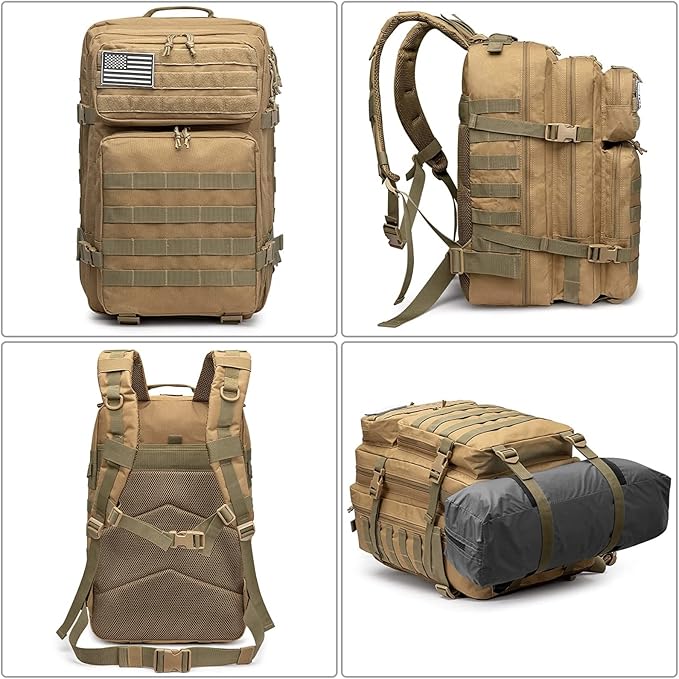 G4Free 45L Military Tactical Backpack 3 Day Assault Survival Molle Pack Bug Out Bag Travel Fishing Backpack Rucksack