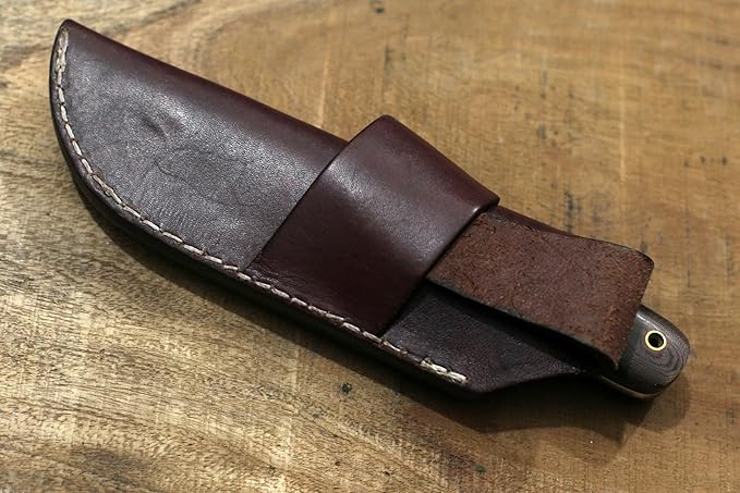 GCS Handmade Micarta Handle D2 Tool Steel Tactical Hunting Knife with leather sheath Full tang blade designed for Hunting &amp EDC GCS 311