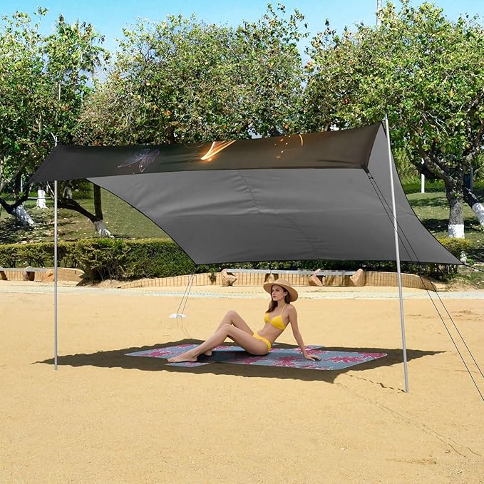 ALAZA Glowing Butterfly Beach Tent Sun Shelter Portable Canopy Sunshade for Outdoor Camping Picnics Backyard Fun 10x9 ft