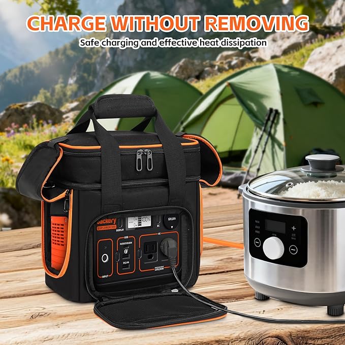 Portable Carrying Case Compatible with Jackery Explorer 300/300 plus/240/240 v2/290/160 Flip-top Design Double-Layer Soft Power Station Storage Bag for Accessories/Charging Cable/Solar Generator