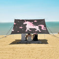 ALAZA Cute Pink Unicorn Silhouette Animal Leopard Dots Stars Beach Tent Sun Shelter Portable Canopy Sunshade for Outdoor Camping Picnics Backyard Fun 10x9 ft