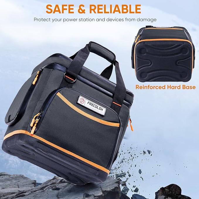 Double-Layer Travel Carrying Case for Jackery Explorer 1000 v2 – Hard Molded Bottom Side Ventilation &amp Front Pockets Portable Power Station Storage Bag for Jackery Accessories &amp Solar Genera