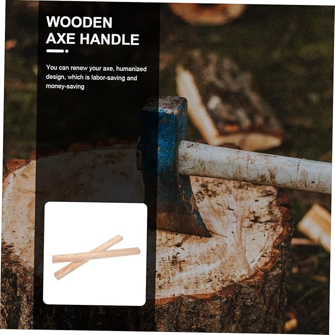 Wooden Axe Handle Replacement for Camping and Chopping Sturdy Handcrafted Wood Accessory Fits Most Axes 2-Piece Set