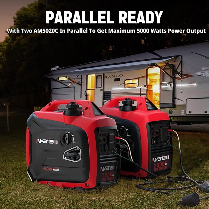 AMERISUN 2500 Watt Portable Inverter Generator with CO Sensor and Quiet Technology for Camping Tailgating (AM5020C)