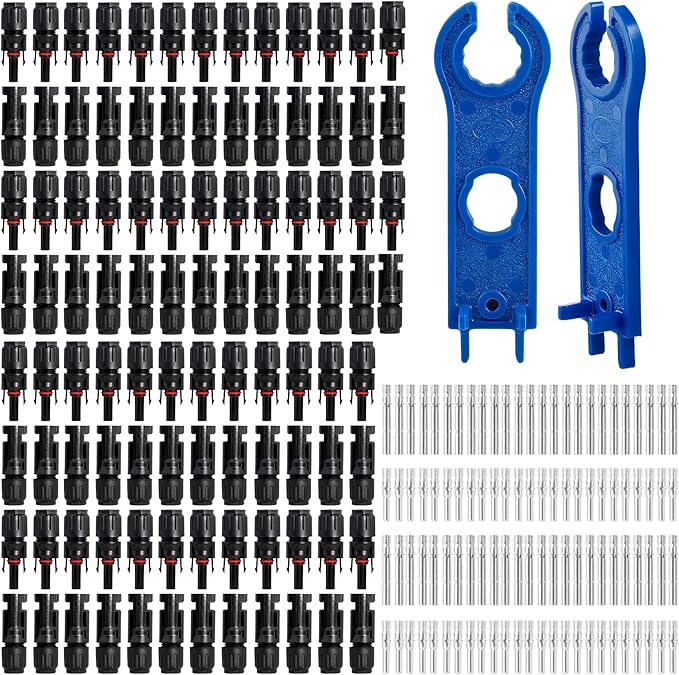 100PCS Solar Panel Connector IP67 1000V 30A Waterproof Connector Male Female with 2 Spanners 50 Pairs Multi-Contact Solar Connectors