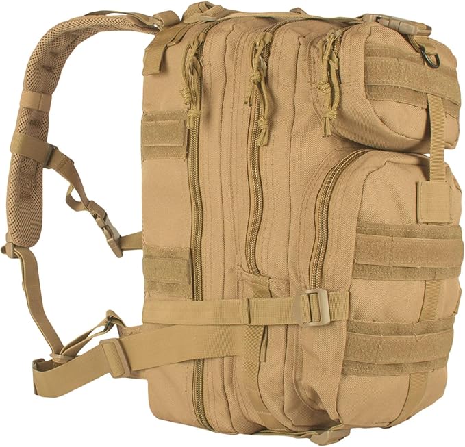 FOX OUTDOOR PRODUCTS Medium Transport Pack | 29L Tactical Backpack with Organizer Pockets MOLLE Webbing &amp Hydration Sleeve Coyote