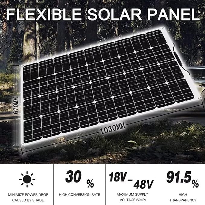 1600 Watt Solar Panel Kit 4 × 400 Watt Flexible Solar Power Panel Photovoltaic Module with 40A Solar Charge Controller Monocrystalline Solar Panel for Camping Off Grid Battery Charging Boat