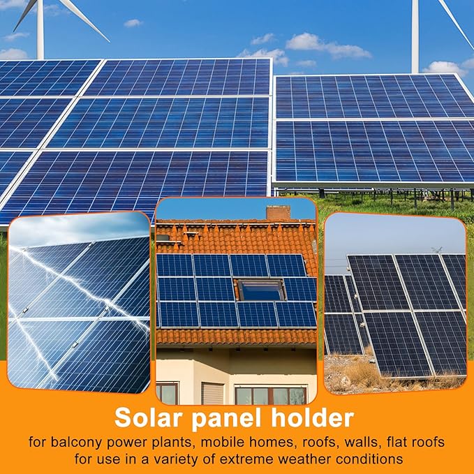 Solar Panel Mount Aluminum Alloy Adjustable Solar Panel Tilt Mount Brackets Black Baking Paint Anti-Corrosion Solar Panel Stand Suitable for 50W 70W 100W 150W 200W 300W 400W