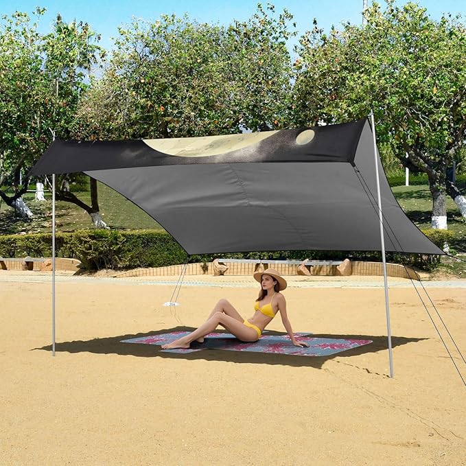 ALAZA Wolf Space Mountains Forest Beach Tent Sun Shelter Portable Canopy Sunshade for Outdoor Camping Picnics Backyard Fun 10x9 ft