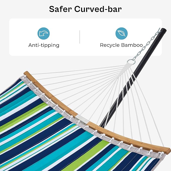 SUPERJARE Hammock with Stand 2 Person Heavy Duty Hammock with Padded Cotton Detachable Pillow &amp Strong Curved-Bar &amp Portable Carrying Bag Perfect for Outdoor &amp Indoor - Dark Cyan