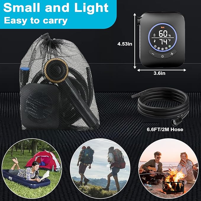 Portable Shower for Camping 8000mAh Rechargeable Camping Shower Pump with 3X Stronger Water Flow 5 Pressure Levels &amp 4 Shower Modes Outdoor Shower with Intelligent LED Display for Hiking Travel