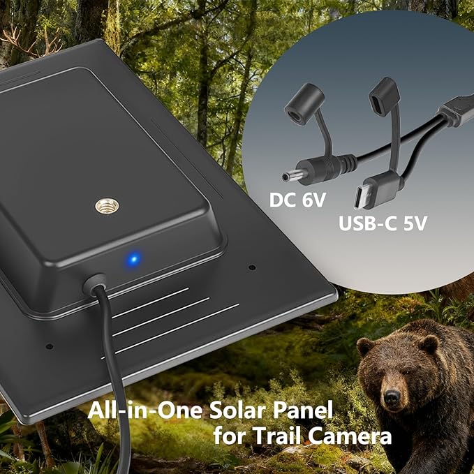 LIYVZ 3W Trail Camera Solar Panel 5V/6V 4000mAh Solar Charger for Trail Camera Game Camera Trail Cam Solar Universal Hunting Camera Solar Panel 2-Pack