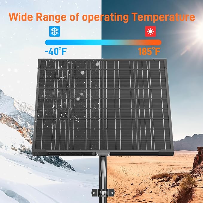 Voltset 12V Gate Opener Solar Panel：20W Solar Panels Kit for Electric Fence with Smart MPPT Controller - Waterproof Solar Battery Trickle Charger Maintainer with Tubular Bracket &amp SAE Cables