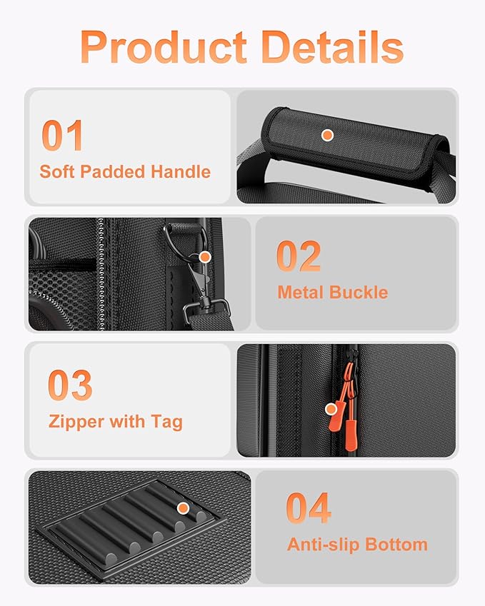 Hautton Carrying Case Bag for Jackery 1000 V2 Water-Resistant Durable Protective Storage Bag with Adjustable Shoulder Strap for Portable Power Station Accessories -Black