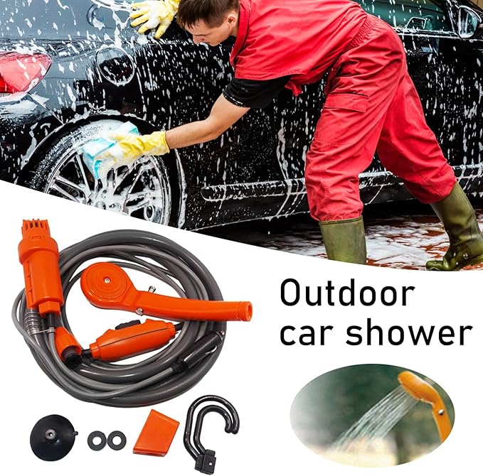 Haueeschoen Camping Shower Portable Shower Car Shower Set 12V Portable Outdoor Automobile Water Spray Pumps Camping Nozzle Kit for Outdoor Camping Travel Car Pet Dog Shower