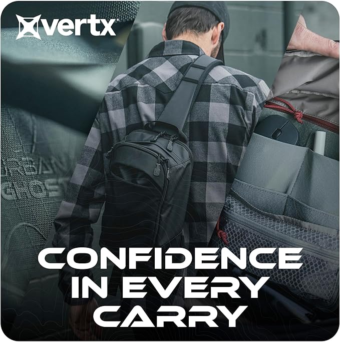 Vertx Urban Ghost Tactical Sling Bag (10L) – Durable Ripstop CCW Carry Pack with Rapid Access Tab Lockable Zippers Rudder Green - One Size