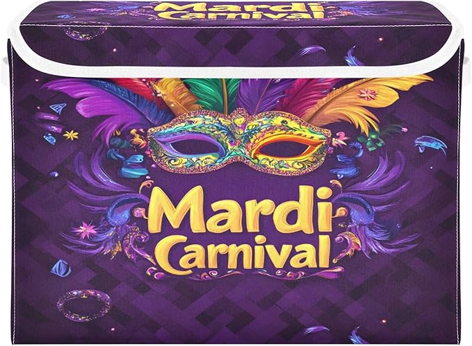 Carnival Background Fabric Storage Bins with Lids and HandleFoldable Storage Bins with LidsCloset Organizers for Clothes Storage Room Organization Office Storage Chest Organizer