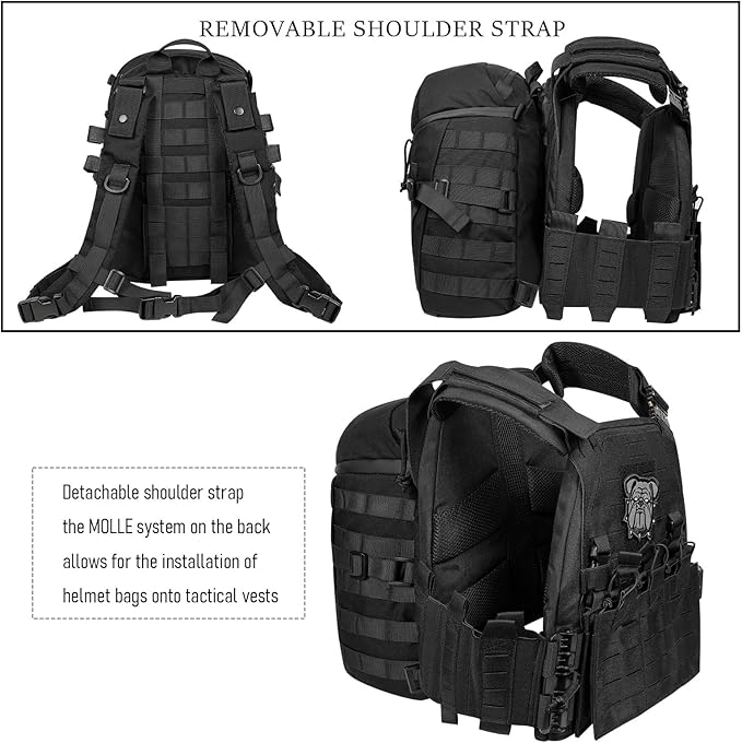 Tatical Helmet BackpackWarrior Assault Systems Large Helmet Bag Cargo Molle Head Protection Kit Pack (BK)