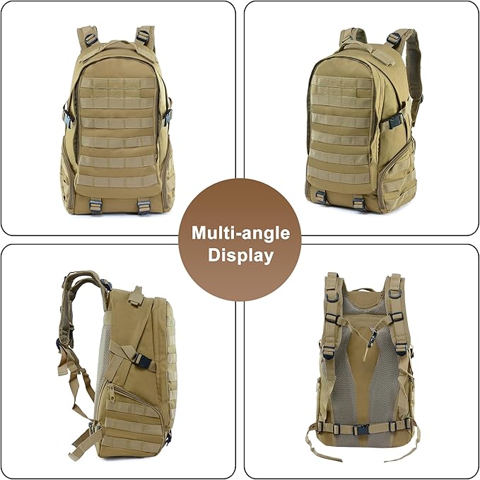 Large Capacity Men's Tactical Outdoor Backpack Oxford Cloth Camping Travel Duffle Bags Multi-pocket Hiking Daypack (C/Multicolor)