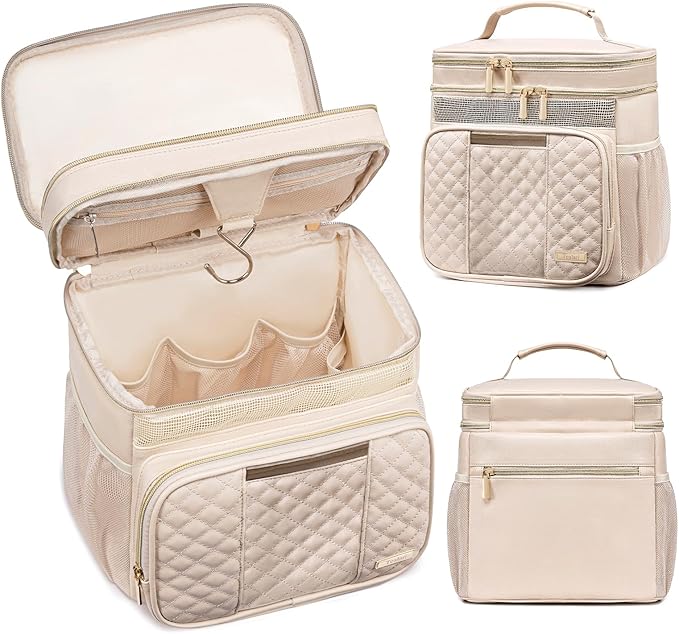 Large Leather Toiletry Bag for Women MenBathroom BagWater Resistant Shower BagMakeup BagPortable Shower Caddy for College DormHanging Travel Toiletry Bag with Transparent Waterproof Phone Pocket