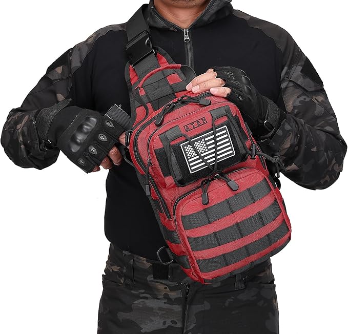 ATBP Tactical Sling Backpack Bag Pack for Men Military One Strap Shoulder Backpack Crossbody Bag With Holster 10 Liters
