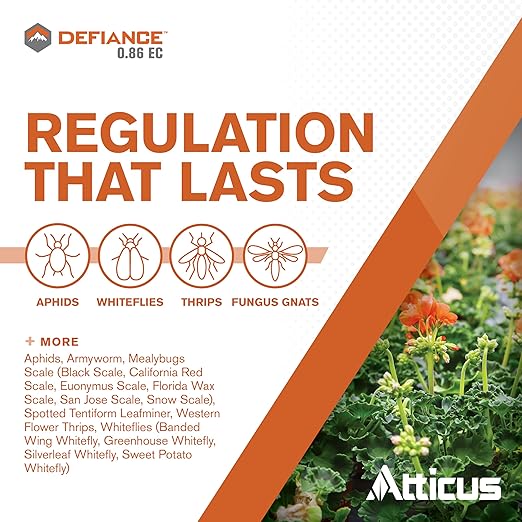 Atticus Defiance 0.86 EC Insect Growth Regulator (32 OZ) - Pyriproxyfen 11.23% - Controls Whiteflies Scales Fungus Gnats