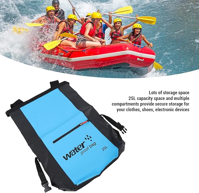 Alomejor 25L Dry Bag Kayaking Camping Drifting with Shoulder Strap Wet Dry Separation Design High Grade PVC Material for Outdoors (Blue)