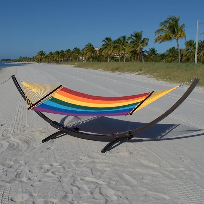 Double Caribbean Hammock - Soft-Spun Polyester - 48 inch (Rainbow)