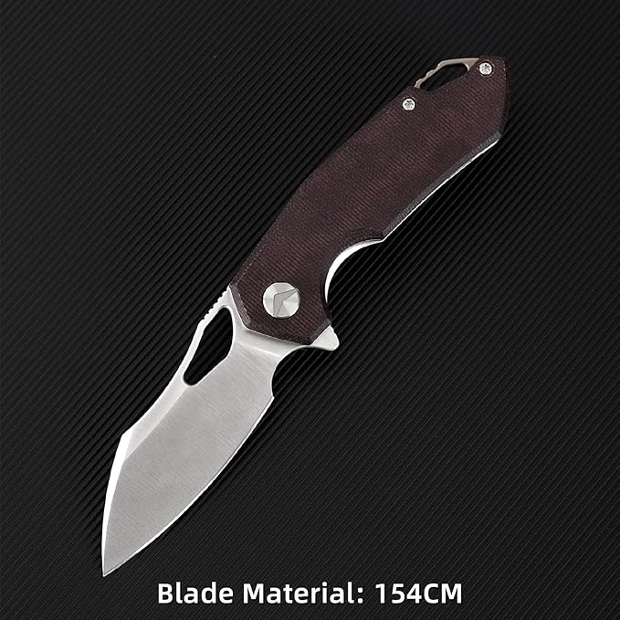 Pocket Knife for Men154CM Steel BladeHunting Knife Camping Folding Knives with for OutdoorSurvivalTacticalHunting and Camping（Red）