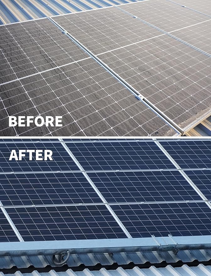 Solar Panel Cleaning Brush and Pole 20FT Electric Cleaning Roller Brush with Telescopic Water Fed Pole 100Mins Runtime 2 Spin Speeds Outdoor Window Cleaning System for Solar Panel Window Roof