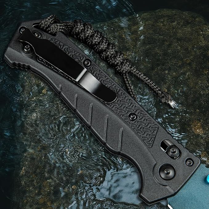 Folding Pocket Knife with CPM Steel Blade &amp Nylon Handle for Camping Travel EDC Reversible Clip Ideal Outdoor Gift