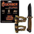 Gerber Gear LMF II Infantry Survival Knife Made in USA Military Grade Tactical Fixed Blade with Serrated Edge Shock Absorbing Handle Molle Sheath and Sharpener Coyote Brown