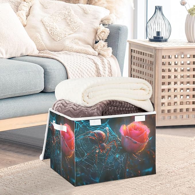 AIXIWAWA Lidded Storage Cube (Gothic Valentine) Fabric Foldable Closet Bins with Flip Lid and Handles Organizer Basket Container 16.5 x 12.6 x 11.8 IN