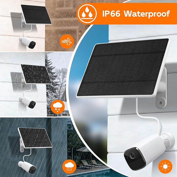 Solar Panel for eufy CameraSecurity Camera5V 4W Solar Panel for eufy Cam 2/2 Pro2C/2C ProIP65 Waterproof USB-C Solar Panel Charger for eufy with Micro USB &amp Rubber Plug