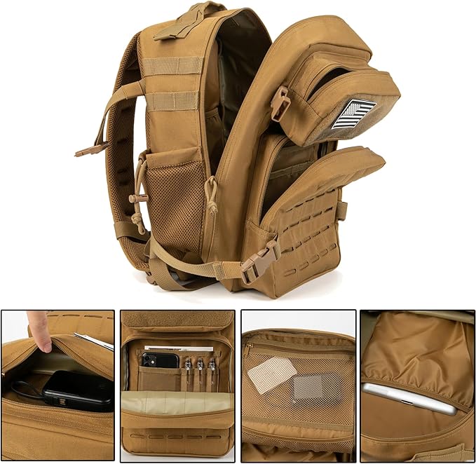 QT&ampQY 25L/45L Military Tactical Backpack For Men Molle Daypack 3 Day Bug Out Bag Hiking Rucksack With Bottle Holder
