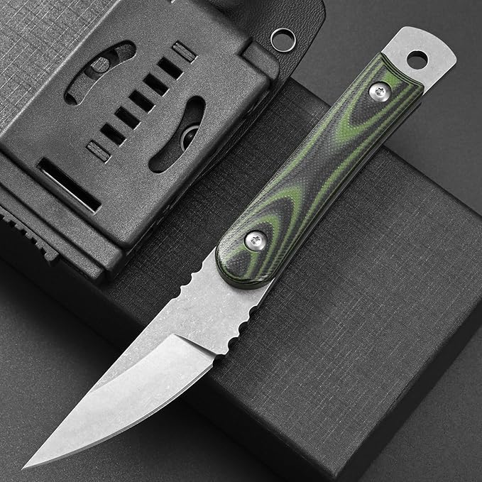 Ccanku C1390 Fixed Blade Knifes 7.3-Inch Outdoor Survival Tools D2 Blade Steel &amp G10 Handle with Kydex Sheaths Clip for Outdoor Activities Camping Bushcraft and Hunting(Silver)