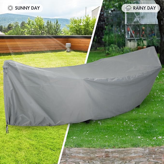 ANOW Upgraded Waterproof Hammock Cover Thickened PU Protective Cover Included Adjustable Buckle Strap for 12FT Hammock Stand Grid Silver Gray