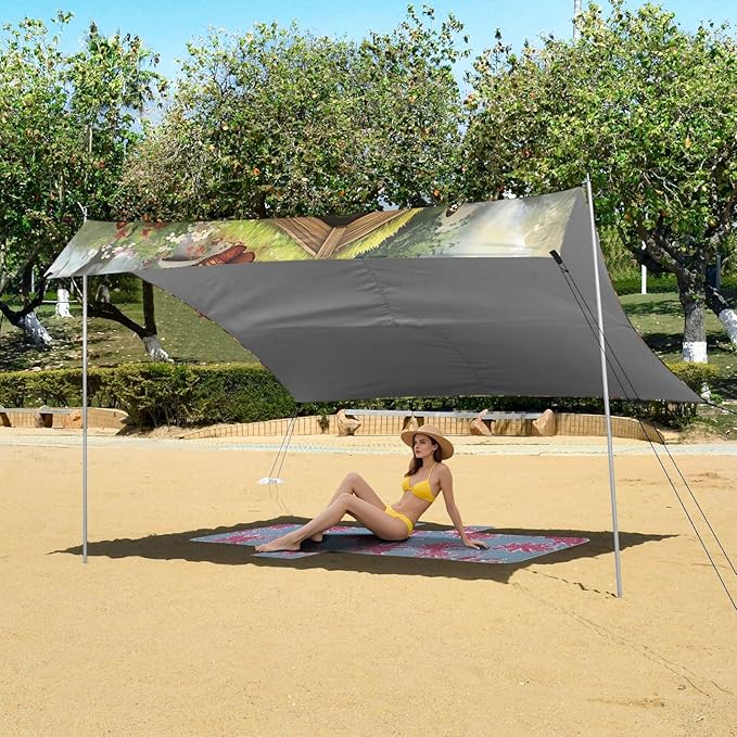 ALAZA Many Flower Butterfly Charles Cavalier Dog Beach Tent Sun Shelter Portable Canopy Sunshade for Outdoor Camping Picnics Backyard Fun 10x9 ft