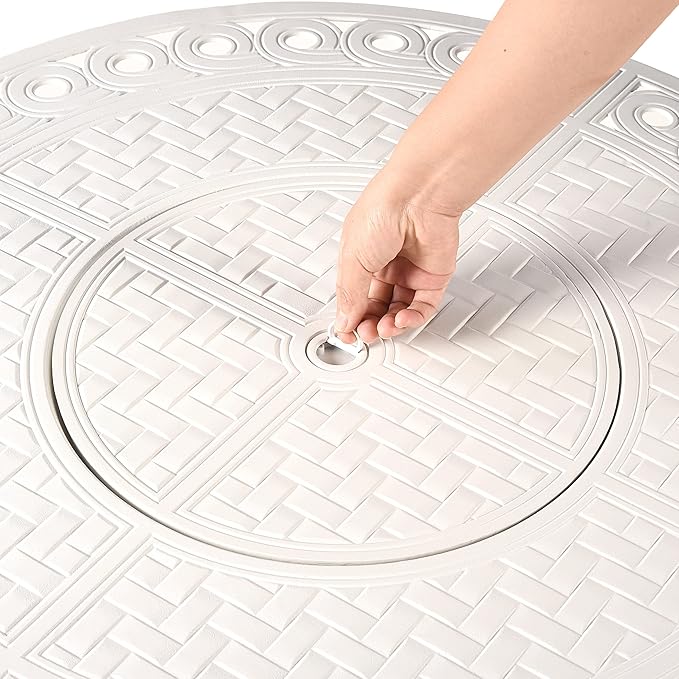 Oakland Living Round 34 in. x 34 in. Aluminum Propane Fire Pit Table with Glass Beads Two Covers Lid 37000 BTUs in White Finish