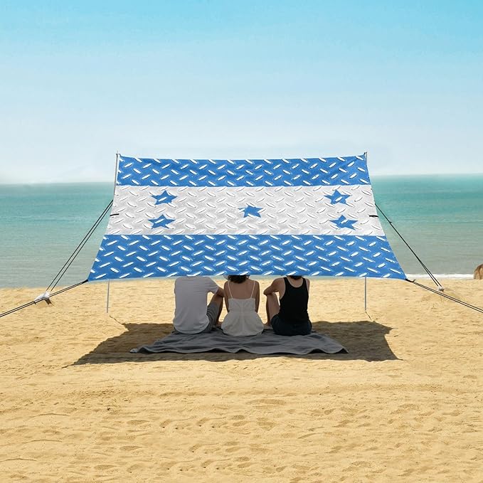 Honduras Flag Honduran National Blue Beach Cabana UPF50+ Lightweight Portable Sun Shelter with Sand Shovel for Camping Picnics Backyard &amp Fishing