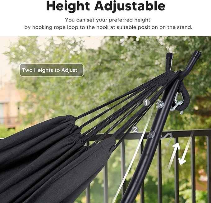 SUNCREAT Hammocks Standing Patio Hammock Portable Hammock with Stand Foldable Dark Gray