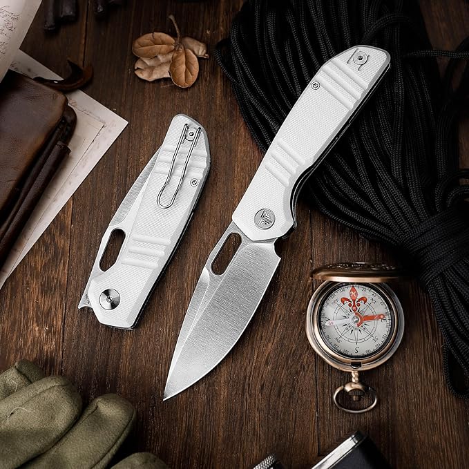 TRIVISA Gecko Folding Pocket Knife 3.4 14C28N Steel Blade G10 Handle EDC Knife with Pocket Clip for Men Women Camping Survival HikingGecko-WG