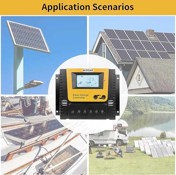 40A Charge Controller  12V/24V/36V/48V Auto Max PV 100V .Positive Grounding 40amp Solar Charge ControllerLCD Display Work for Lead-Acid Sealed/Gel(AGM)/Flooded and Lithium Battery