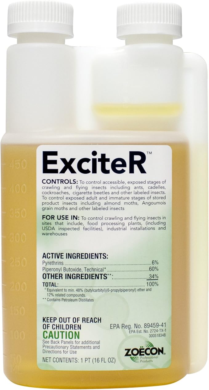 Exciter 6% Pyrethrin Pest Control Insecticide Concentrate Kill Mosquitoes Flies Bees and Other Flying Insects as Well as Fleas Ticks and Many More pests 16_ounce 16oz