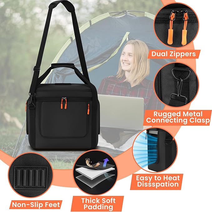 Carrying Case Compatible with Anker SOLIX C1000/C1000 Gen 2/C800/C800 Plus Portable Power Station Bag with Shoulder Strap Portable Generator Cover Compatible for Outside (Black without wheels)
