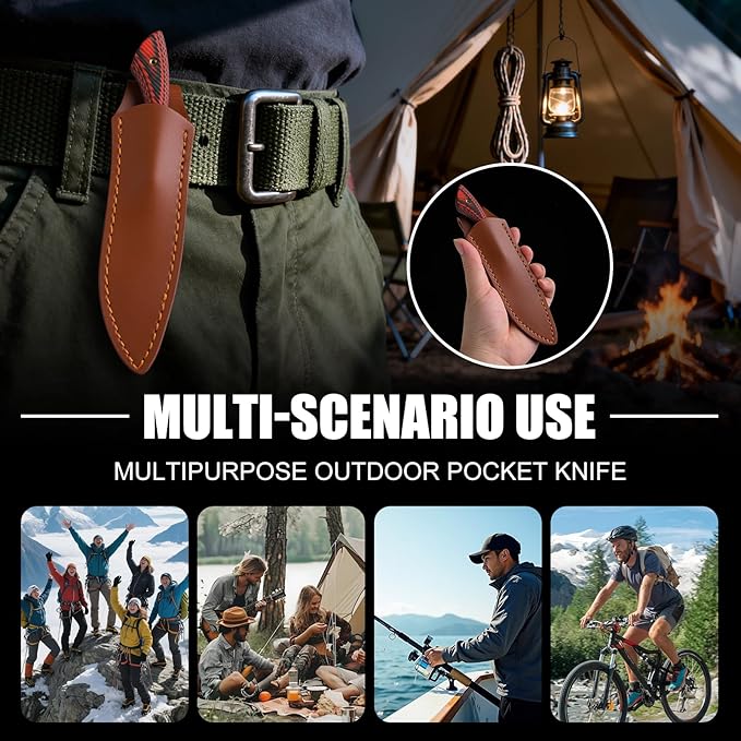 Original Design Beautiful High-Hardness Fixed Blade EDC Tool Peeling Outdoor Hiking &amp Camping Supplies Huntting Knife D2 Steel Blade G10 Handle with Sheath (Sanding)