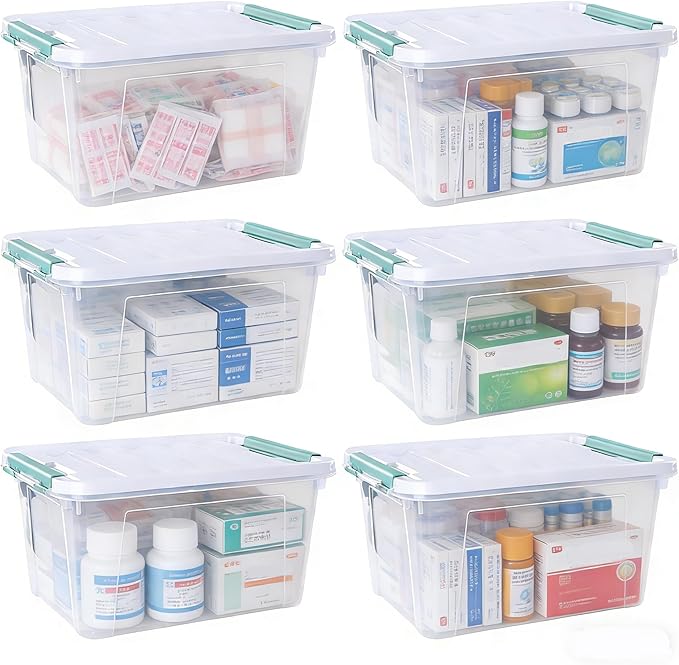 20 Quart Stackable Plastic Storage Bins with Lids 6 Pack Durable Nestable Containers Clear Latching Storage Box