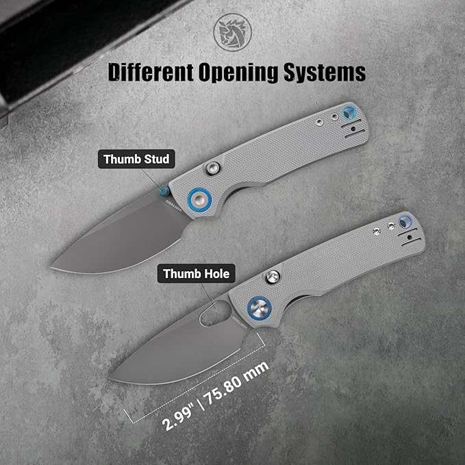 Vosteed Porcupine EDC Knife 2.99 Sandvik 14C28N Steel Blade Gray G10 Handle Top Liner Lock Lightweight Folding Pocket Knives with Clip Outdoor Camping Hunting Knife - A2607