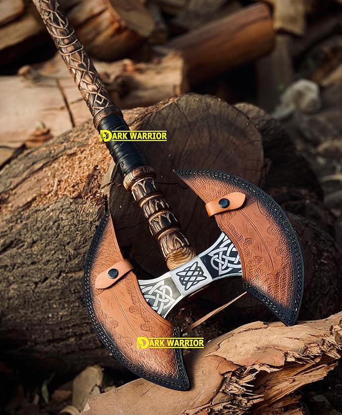 [dark warrior] 36 Double Head Berserker Axe Two Hand Axe Double Sided Axe Hewing Axe Double Edged Battle Axe Large Norse Axe Double Blade Axe Big Viking Axe Hand Forged Axe Blade Axe DW-AX-89890