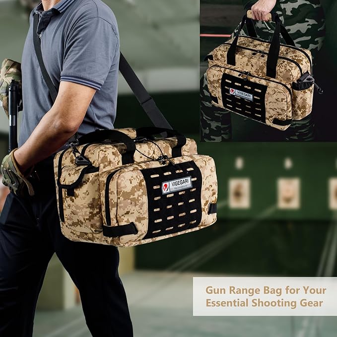 Tactical Pistol Range Bag for 3 Handguns Gun Range Bag with 6 Magazine Slots Lockable Zippers Ammo Storage MOLLE Handgun Case for Shooting Range Accessories